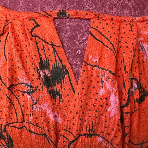 Free People Floral Wrap Blouse Boho Bell Sleeve Festival Top XS - Picture 2 of 9